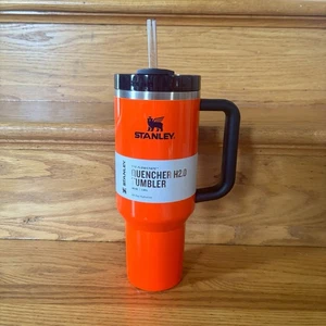 Stanley NEON ORANGE 40oz - IN HAND NOW - Sold Out Quencher Tumbler - Picture 1 of 6