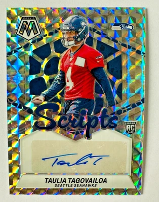 2024 Panini Mosaic Taulia Tagovailoa AUTO RC SILVER Prizm Seahawks Rookie! - Image 1 of 3