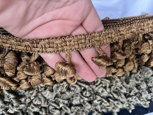 Tassel Onion Pom Pom Trim 5 1/4 yds length Gold brown rust 1 3/4" - Picture 1 of 2