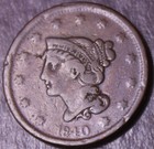 1840  Braided Hair Large Cent Fine Old Cleaning Bargin Bin ..Lot 4731