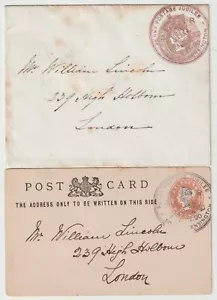 1890 2 BLACK OR VIOLET PENNY POSTAGE JUBILEE S KENSINGTON SPECIAL PMKS W LINCOLN - Picture 1 of 3