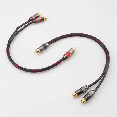2 x PRO 20cm RCA PHONO Y SPLITTER CABLE 1 Male to 2 x Female CAR AMP SUB LEAD - Image 1 of 4