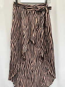 Brown Black Wrap Skirt Size 8 Polyester Women's - Picture 1 of 6