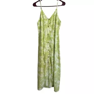 Damen Maxikleid limettengrün Blumen gefüttert verstellbare Träger Größe M - Bild 1 von 8