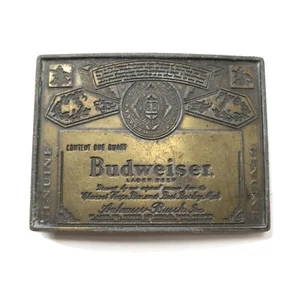 Vintage Budweiser Bronze Belt Buckle Original Anheuser Busch 1980s - Picture 1 of 6