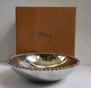 MICHAEL ARAM Designer Molten Metal 6.25" Nut Bowl w/ Beaded Rim- Original Box - Picture 1 of 11