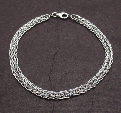 All Shiny Domed Wheat Spiga Bracelet with Lobster Clasp Real 14K White Gold QVC - Image 1 of 4
