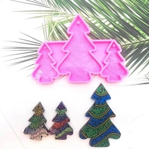 Christmas Tree Earrings Silicone Mold Keychain Epoxy Resin Mold DIY Keychains - Picture 1 of 6