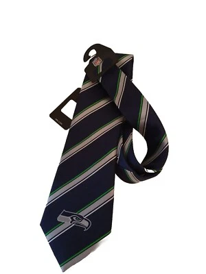 NWT Seattle Seahawks Logo Mens Striped Neck Tie Necktie Licensed NFL Football - Image 1 of 4