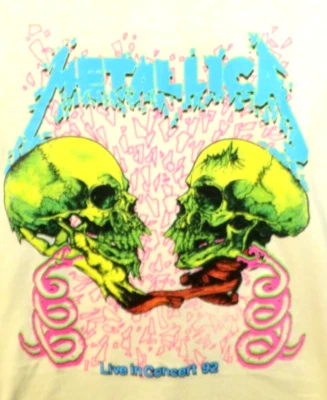 Metallica  T shirt Concert 92, NEW! XSmall ,Yellow 100 Cotton ,Skull Heads - Image 1 of 4