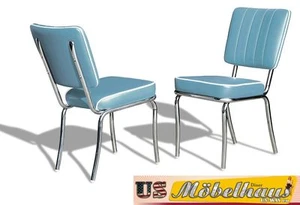 CO-25 Bleu Bel Air Meuble 4 Chaises Dîner de Cuisine Dans Style 50er Années - Bild 1 von 1