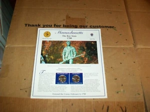 Postal Commemorative Society Massachusetts Statehood Quarters & Stamps - Picture 1 of 4