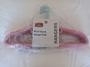 Brand NEW 20x Non-slip Flocked Coat Clothes Hangers in Pink Velvet, Space Saving