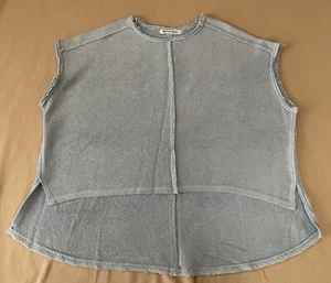 Free People WE THE FREE Blue Terry Cloth Drop Tail Muscle Tank, Medium NWOT - Picture 1 of 11