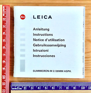 Instruction Manual for Leica Summicron M 28mm f/2 ASPH Lens