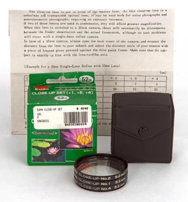 Kenko 52mm Macro Close-Up Lens Set +1 +2 +4 Canon Nikon Sony Pentax Olympus MINT - Image 1 of 4