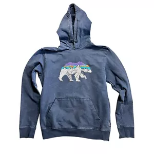 Felpa con cappuccio grafica Patagonia Bear pullover felpa orso outdoor blu taglia med - Foto 1 di 16