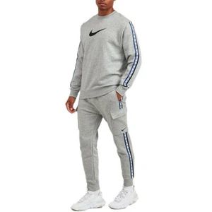 Nike Air Tracksuit Mens Fleece Pullover Sweatshirt Joggers Sweatpants Grey - Picture 1 of 8