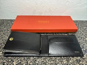 Portafoglio pieghevole vintage NOS 1968 Enger Kress Co Heritage da uomo nero in pelle - Foto 1 di 4