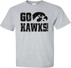 Go Hawks with Tigerhawk - Iowa Hawkeyes Light Gray t-shirt - Picture 1 of 9