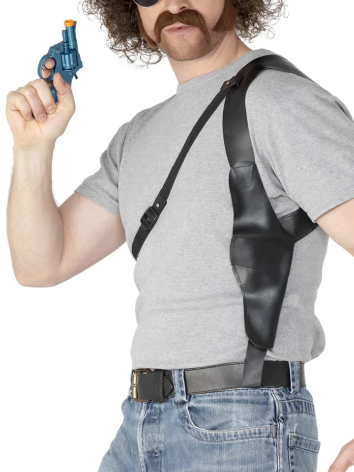 Adult Toy Gun Holster Over Shoulder Leather Look Fancy Dress Accessory - Image 1 of 1