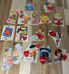 Lot 16 Vintage children's Valentine Lot Die Cut Greeting Cards Valentine's Day - Picture 1 of 1
