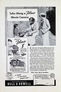 VINTAGE 1930s Print Ad ~ Bell & Howell ~ Take Along a FILMO Movie Camera - Picture 1 of 1
