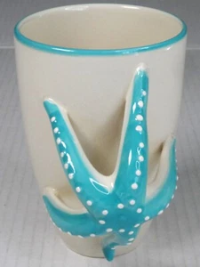 Weltmarkt Seestern Becher Elfenbein Aqua Blau Top Zustand Mikrowelle & Geschirr - Bild 1 von 5