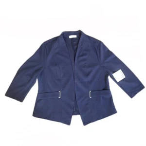 89th + Madison Women’s Open Blazer Blue 3/4 Sleeves Size XL NWT - Picture 1 of 8
