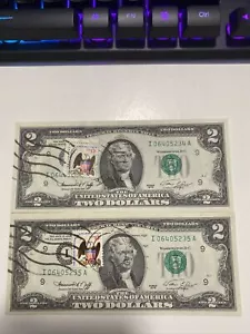 2 Error consecutive I Stamp 《Misaligned& Over Ink》1976 $2 Notes UNC!Super Rare! - Picture 1 of 4