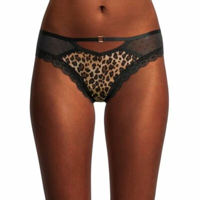 Secret Treasures Women's Sexy Thong Panties 2XL Animal Print W Lace & Mesh  - Image 1 of 2
