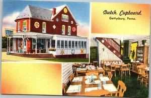 Postcard 1950s Linen Dutch Cupboard Food Restaurant Multiview Gettysburg PA C4 - Picture 1 of 2