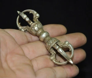 Old Tibetan Tantra Buddhism Tibet Silver Dorje Phurpa Pestle Vajra Exorcism FaQi - Picture 1 of 3