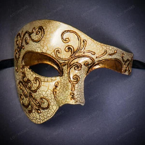 Phantom of the Opera Venetian Halloween Masquerade Ball Party Face Mask Gold - Bild 1 von 7