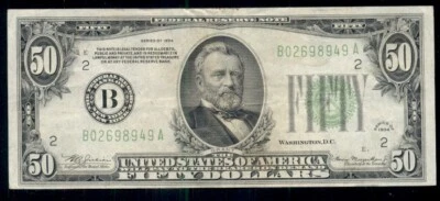 $50.00 FRN - New York, 1934, Fr. #2102B, crisp XF - Image 1 of 2