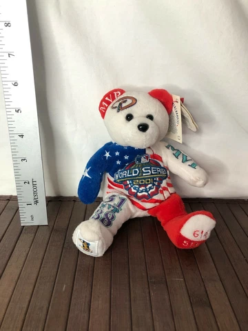 Team Beans Collectable AZ Dbacks 2001 World Series Schilling/Johnson Plush Bear Cover