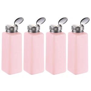 4PCS 500ML(17oz) Push Down Alcohol Dispenser Pump Liquid Press Bottles Pink - Picture 1 of 6