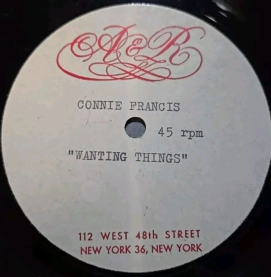 Connie Francis - Very Rare 1 Sided 10" Acetate 45rpm "Wanting Things" - Image 1 of 3