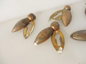 Victorian Bronze Keyhole Cover Escutcheon Plate Old Antique Copper Oval - £8each - Picture 1 of 9
