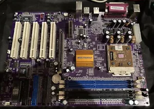 VINTAGE retro mb ECS K7S5A Pro rev 5 con cpu ATHLON XP 1800+ TESTATA FUNZIONANTE - Foto 1 di 8