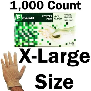 Emerald Shannon 1,000 Count SIZE X-LARGE Powder-Free Vinyl Gloves – 4 Mil - Picture 1 of 4