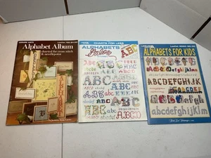 Lot Of 3 Leisure Arts Alphabets Galore 3071, For Kids 2660, Album 162 - Picture 1 of 5