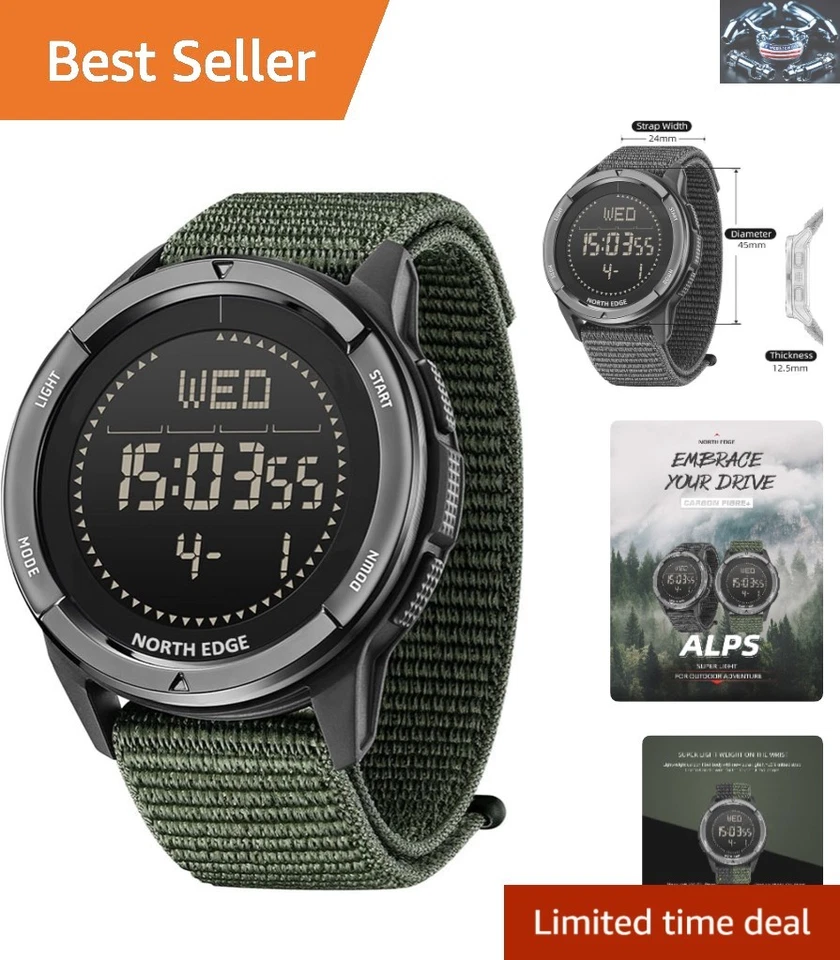 Reloj Militar Fibra Carbono - Reloj Digital Táctico Impermeable para Aventureros Foto 1 de 4