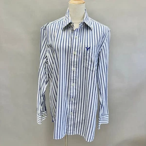 Camisa para hombre American Eagle vintage calce azul blanco rayas abotonadas talla mediana - Imagen 1 de 12