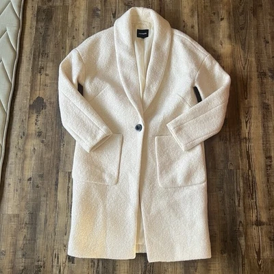 Express Womens Ivory Wool Blend Pea Coat Size Medium - Image 1 of 4