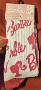 BARBIE DOLL GIRL 💒 👧 WHITE/PURPL SOCKS CREW 1 SZ SHOE MEN/WOMEN 👟STOCK STUFF  - Picture 1 of 3
