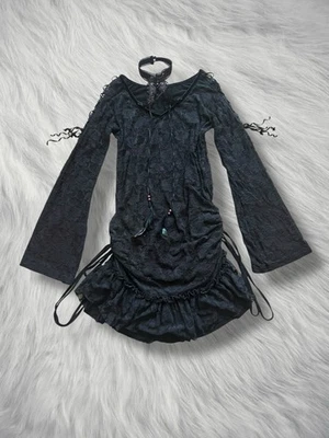 Punk rave gothic punk lace bell sleeve dress women’s sz medium - Image 1 of 4