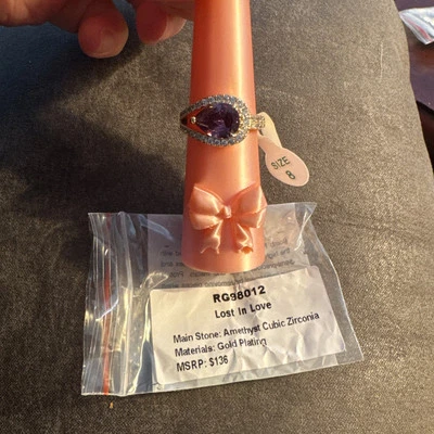 Bomb Party Ring Sz 8 February 2025 Lost In Love Amethyst On Gold plating RG98012 - Image 1 of 3