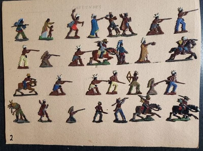 JUEGO DE 29 FIGURAS PLANAS DE ESTAÑO CHEYENNE & APACHE INDIOS NATIVOS AMERICANOS VINTAGE Foto 1 de 4