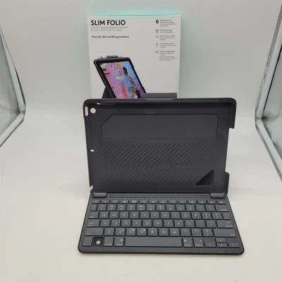 Logitech IPad (7th, 8th and 9th Gen) Keyboard Case Slim Folio (Graphite) *READ* - Image 1 of 4